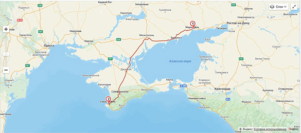 Маршрут из Мариуполя в Крым на машине