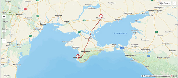 Маршрут из Мелитополя в Крым на машине